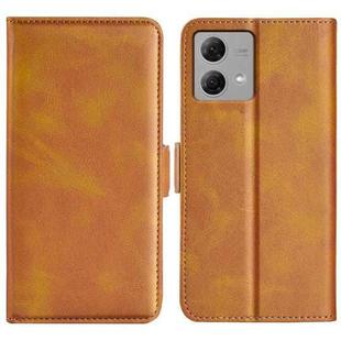 For Motorola Moto G84 Dual-side Magnetic Buckle Horizontal Flip Leather Phone Case(Yellow)