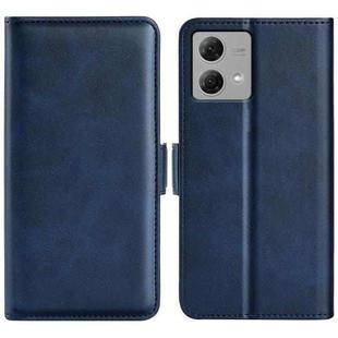 For Motorola Moto G84 Dual-side Magnetic Buckle Horizontal Flip Leather Phone Case(Dark Blue)