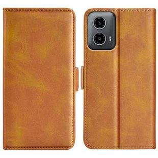 For Motorola Moto G34 Dual-side Magnetic Buckle Horizontal Flip Leather Phone Case(Yellow)