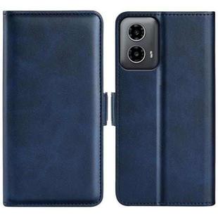 For Motorola Moto G34 Dual-side Magnetic Buckle Horizontal Flip Leather Phone Case(Dark Blue)