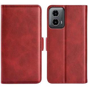 For Motorola Moto G34 Dual-side Magnetic Buckle Horizontal Flip Leather Phone Case(Red)