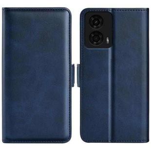 For Motorola Moto G24 Dual-side Magnetic Buckle Horizontal Flip Leather Phone Case(Dark Blue)
