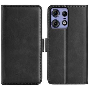 For Motorola Edge 50 Pro Dual-side Magnetic Buckle Horizontal Flip Leather Phone Case(Black)