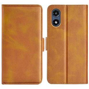 For Motorola Moto G Play 2024 Dual-side Magnetic Buckle Horizontal Flip Leather Phone Case(Yellow)