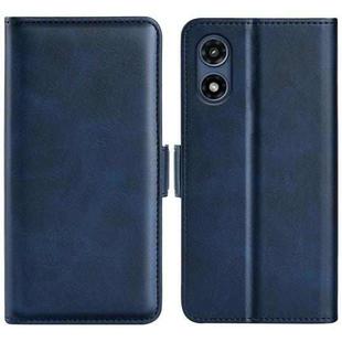 For Motorola Moto G Play 2024 Dual-side Magnetic Buckle Horizontal Flip Leather Phone Case(Dark Blue)