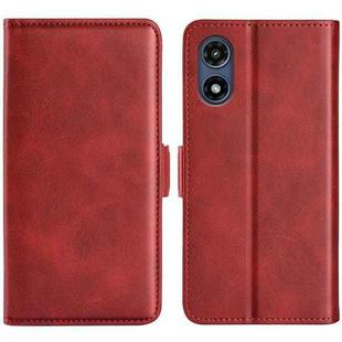 For Motorola Moto G Play 2024 Dual-side Magnetic Buckle Horizontal Flip Leather Phone Case(Red)