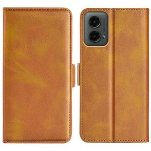 For Motorola Moto G 5G 2024 Dual-side Magnetic Buckle Horizontal Flip Leather Phone Case(Yellow)