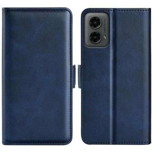 For Motorola Moto G 5G 2024 Dual-side Magnetic Buckle Horizontal Flip Leather Phone Case(Dark Blue)