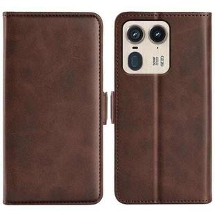For Motorola Edge 50 Ultra Dual-side Magnetic Buckle Horizontal Flip Leather Phone Case(Brown)