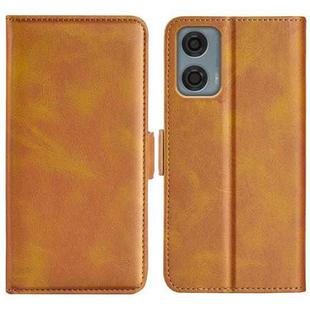 For Motorola Moto G24 Power Dual-side Magnetic Buckle Horizontal Flip Leather Phone Case(Yellow)