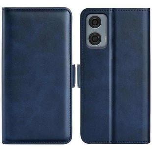 For Motorola Moto G24 Power Dual-side Magnetic Buckle Horizontal Flip Leather Phone Case(Dark Blue)