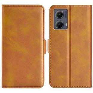 For Motorola Edge 5G 2024 Dual-side Magnetic Buckle Horizontal Flip Leather Phone Case(Yellow)