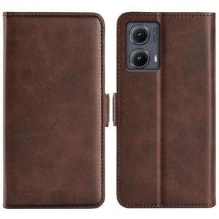 For Motorola Edge 5G 2024 Dual-side Magnetic Buckle Horizontal Flip Leather Phone Case(Brown)