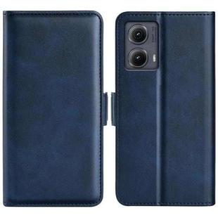 For Motorola Edge 5G 2024 Dual-side Magnetic Buckle Horizontal Flip Leather Phone Case(Dark Blue)