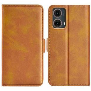 For Motorola Moto G85 5G Dual-side Magnetic Buckle Horizontal Flip Leather Phone Case(Yellow)