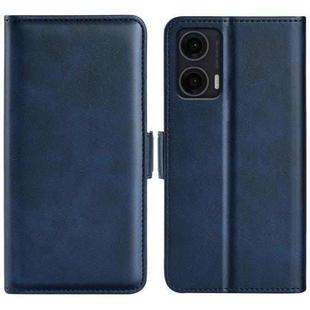 For Motorola Moto G35 5G Dual-side Magnetic Buckle Horizontal Flip Leather Phone Case(Dark Blue)