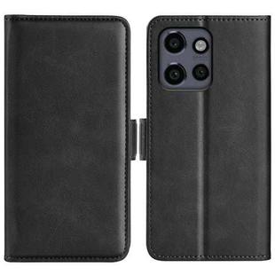 For Motorola Edge 50 Neo 5G Dual-side Magnetic Buckle Horizontal Flip Leather Phone Case(Black)