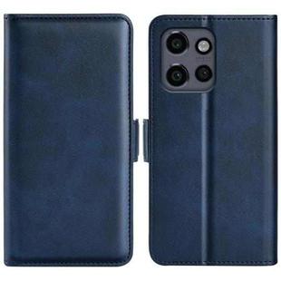 For Motorola Edge 50 Neo 5G Dual-side Magnetic Buckle Horizontal Flip Leather Phone Case(Dark Blue)