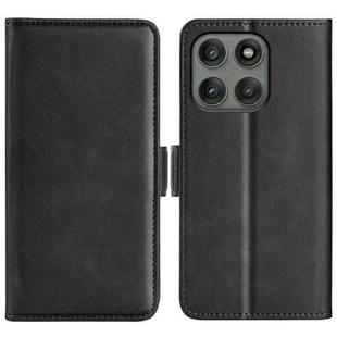 For Motorola Edge 60 Pro Dual-side Magnetic Buckle Horizontal Flip Leather Phone Case(Black)