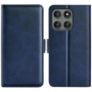 For Motorola Edge 60 Pro Dual-side Magnetic Buckle Horizontal Flip Leather Phone Case(Dark Blue)