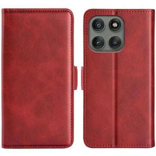 For Motorola Edge 60 Pro Dual-side Magnetic Buckle Horizontal Flip Leather Phone Case(Red)