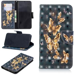 For iPhone XS Max 3D Colored Drawing Pattern Horizontal Flip Leather Case with Holder & Card Slots & Wallet(Black Background Butterfly)