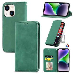 For iPhone 15 Retro Skin Feel Magnetic Flip Leather Phone Case(Green)