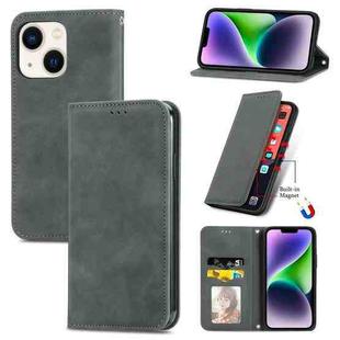 For iPhone 15 Retro Skin Feel Magnetic Flip Leather Phone Case(Gray)