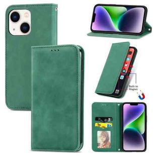 For  iPhone 15 Plus Retro Skin Feel Magnetic Flip Leather Phone Case(Green)