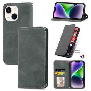 For  iPhone 15 Plus Retro Skin Feel Magnetic Flip Leather Phone Case(Gray)