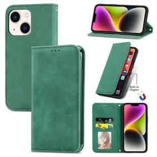 For  iPhone 14 Plus Retro Skin Feel Magnetic Flip Leather Phone Case(Green)