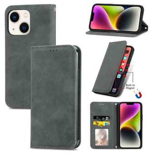 For iPhone 14 Retro Skin Feel Magnetic Flip Leather Phone Case(Gray)