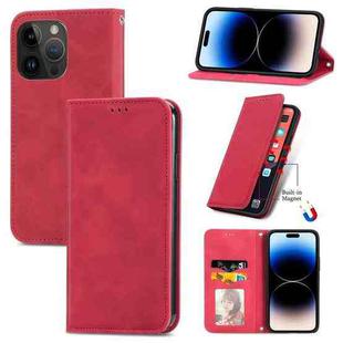 For iPhone 14 Pro Retro Skin Feel Magnetic Flip Leather Phone Case(Red)