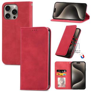 For iPhone 16 Pro Max Retro Skin Feel Magnetic Flip Leather Phone Case(Red)