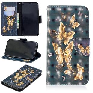 For iPhone XR 3D Colored Drawing Pattern Horizontal Flip Leather Case with Holder & Card Slots & Wallet(Black Background Butterfly)