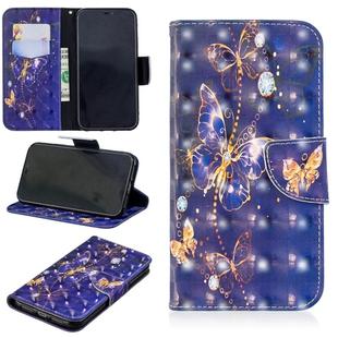 For iPhone XR 3D Colored Drawing Pattern Horizontal Flip Leather Case with Holder & Card Slots & Wallet(Purple Butterfly)