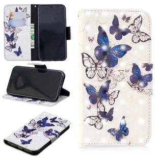 For iPhone XR 3D Colored Drawing Pattern Horizontal Flip Leather Case with Holder & Card Slots & Wallet(Butterflies)