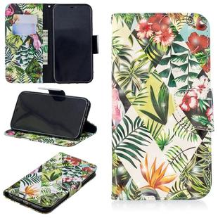 For iPhone XR 3D Colored Drawing Pattern Horizontal Flip Leather Case with Holder & Card Slots & Wallet(Banana Leaf)
