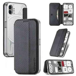 For  Nothing Phone 2 Carbon Fiber Texture Holder Wallet Leather Phone Case(Black)