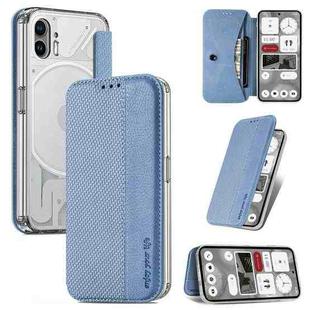 For  Nothing Phone 2 Carbon Fiber Texture Holder Wallet Leather Phone Case(Blue)