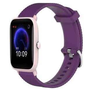 For Amazfit Pop Pro 20mm Diamond Textured Silicone Watch Band(Purple)