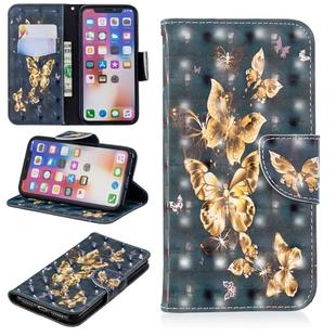 For iPhone X / XS 3D Colored Drawing Pattern Horizontal Flip Leather Case with Holder & Card Slots & Wallet(Black Background Butterfly)
