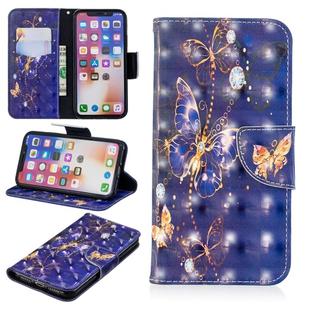 For iPhone X / XS 3D Colored Drawing Pattern Horizontal Flip Leather Case with Holder & Card Slots & Wallet(Purple Butterfly)