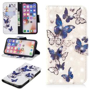 For iPhone X / XS 3D Colored Drawing Pattern Horizontal Flip Leather Case with Holder & Card Slots & Wallet(Butterflies)