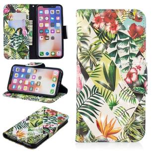 For iPhone X / XS 3D Colored Drawing Pattern Horizontal Flip Leather Case with Holder & Card Slots & Wallet(Banana Leaf)