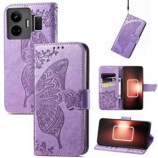 For Realme GT Neo 5 Butterfly Flower Embossed Horizontal Flip Leather Case(Light Purple)