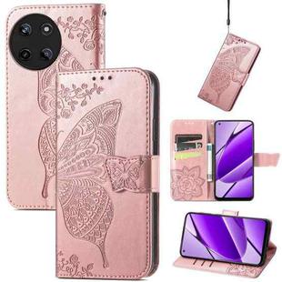 For Realme 11 4G Global Butterfly Love Flower Embossed Leather Phone Case(Rose Gold)