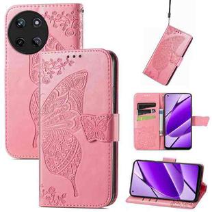 For Realme 11 4G Global Butterfly Love Flower Embossed Leather Phone Case(Pink)