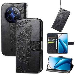 For Realme 12 Pro Butterfly Love Flower Embossed Leather Phone Case(Black)