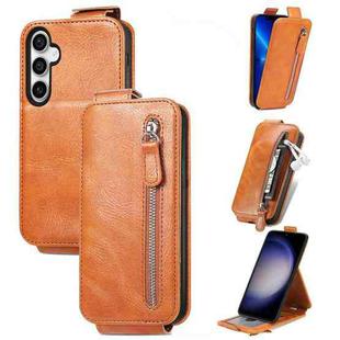 For Samsung Galaxy S23 FE 5G Zipper Wallet Vertical Flip Leather Phone Case(Brown)